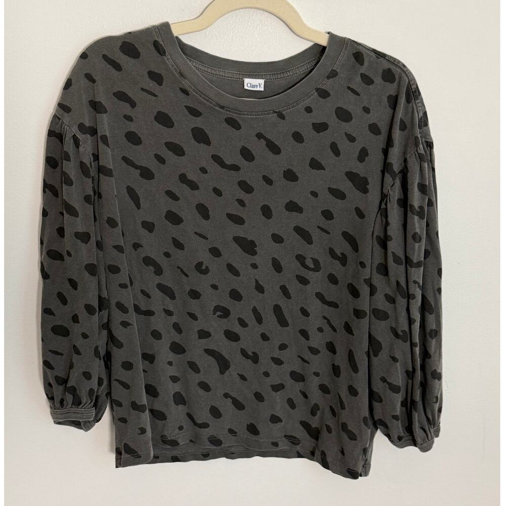 Clare V Leopard Print Puff Sleeve size medium